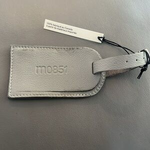 M0851 Leather Luggage Tag Made in Canada Grey Gray Color New with Tag AS IS